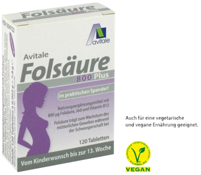 FOLSÄURE 800 Plus B12+Jod Tabletten